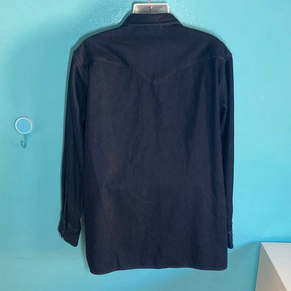 Levis Mens Size XXL Dark Blue Denim Cotton Lined Jacket Snap Front Relaxed Fit